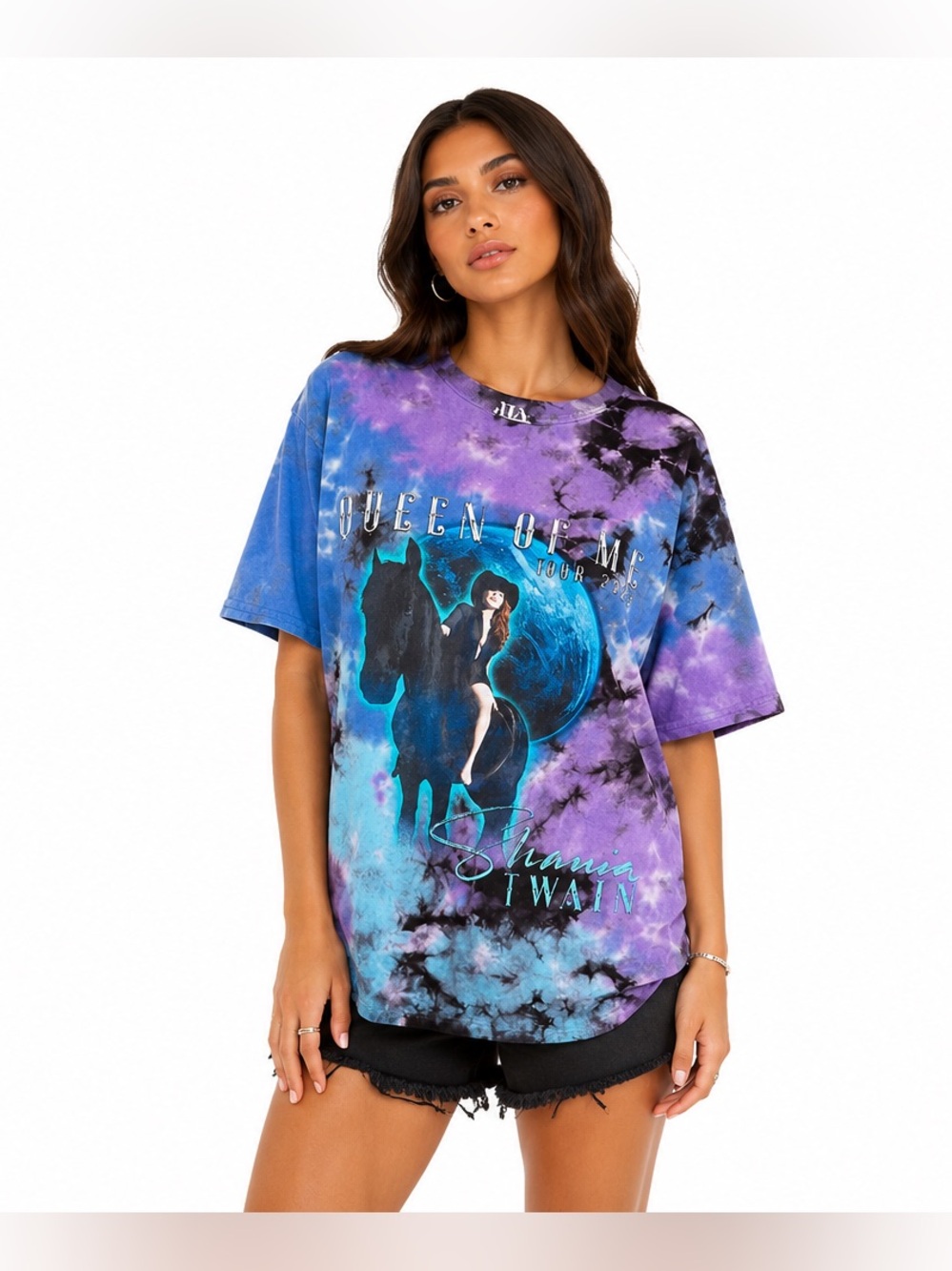 Shania Twain Queen of Me 2023 Tour Tie Dye Graphic Tee Purple Blue Women’s M